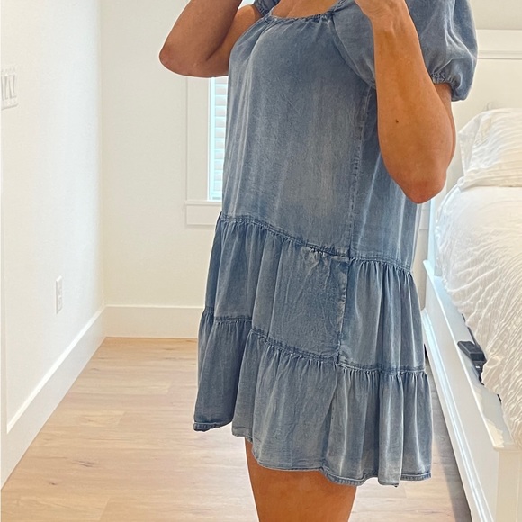 NEW, Mustard Seed, Chambray/Denim Short Sleeved Dress, Size Small - Picture 6 of 16